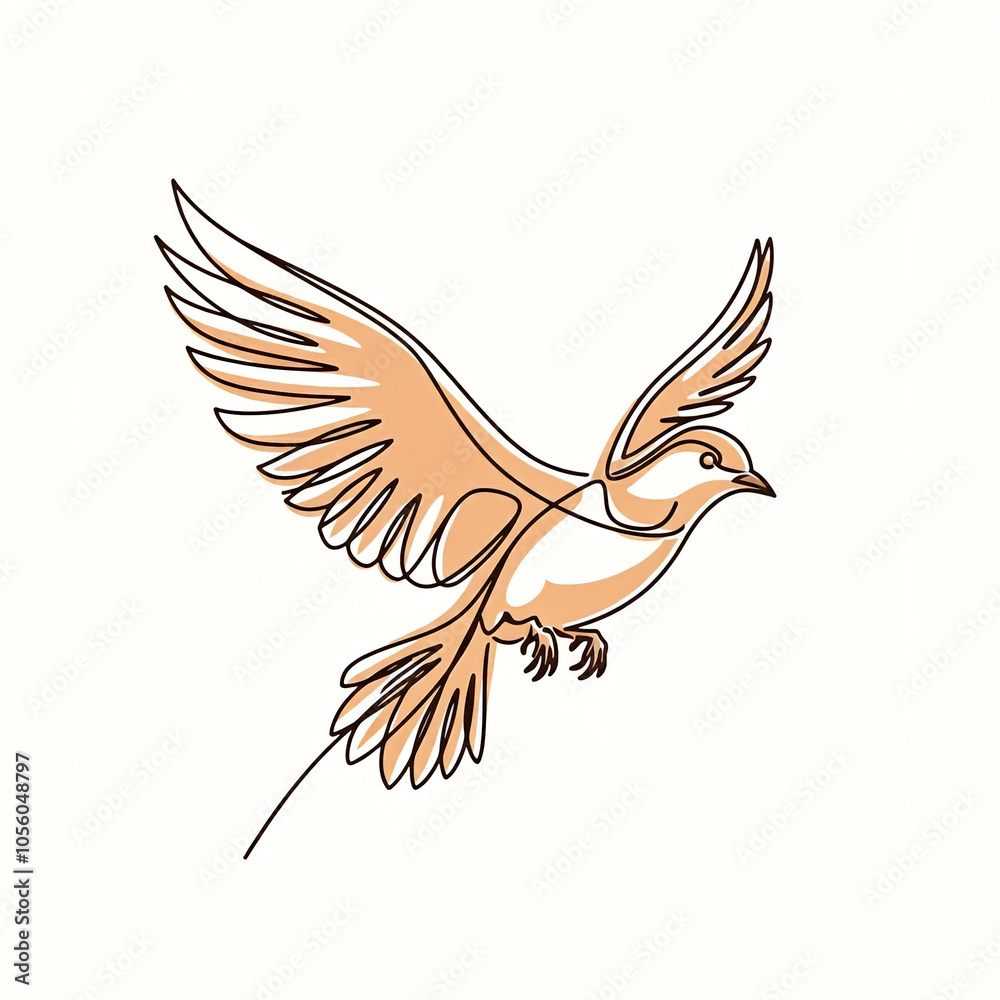 Obraz premium line art of a dove isolated in white background simple outlines of a pigeon