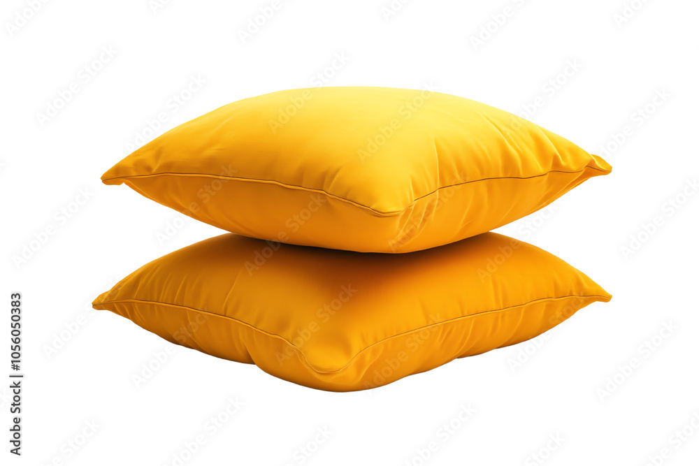 Two soft yellow pillows stacked on each other, perfect for home decor or cozy interiors. Two soft yellow pillows stacked on each other, perfect for home decor or cozy interiors.