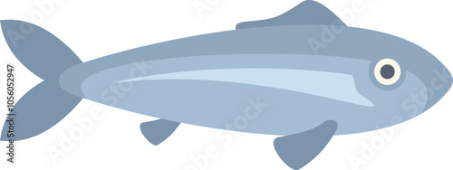 Simple cartoon icon of a herring fish swimming underwater