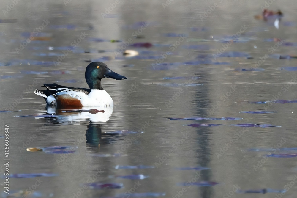 An image of a Northern Shoveler along the shores of Lake Ontario. An image of a Northern Shoveler along the shores of Lake Ontario.
