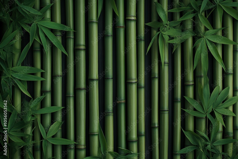 Lush green bamboo forest background with vibrant leaves and stalks Lush green bamboo forest background with vibrant leaves and stalks