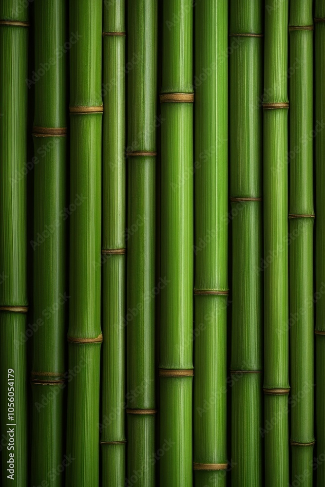 Fototapeta premium Green bamboo stalks create a serene backdrop in a natural setting