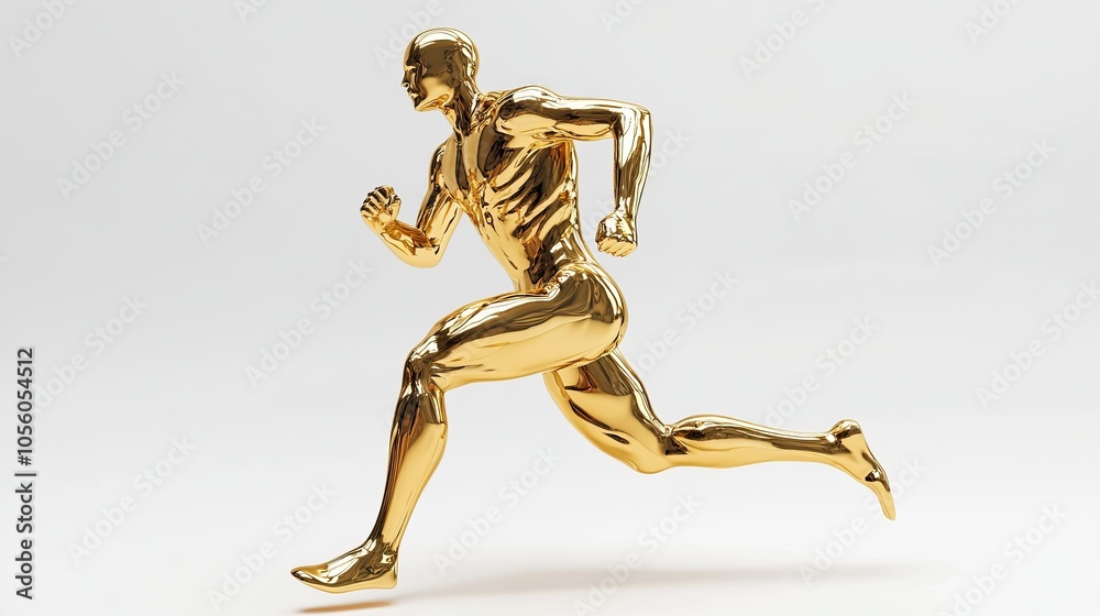 Golden Running Figure: A Study in Motion and Strength Golden Running Figure: A Study in Motion and Strength