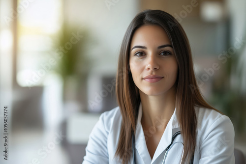 Close up of a woman doctor sitting in her office