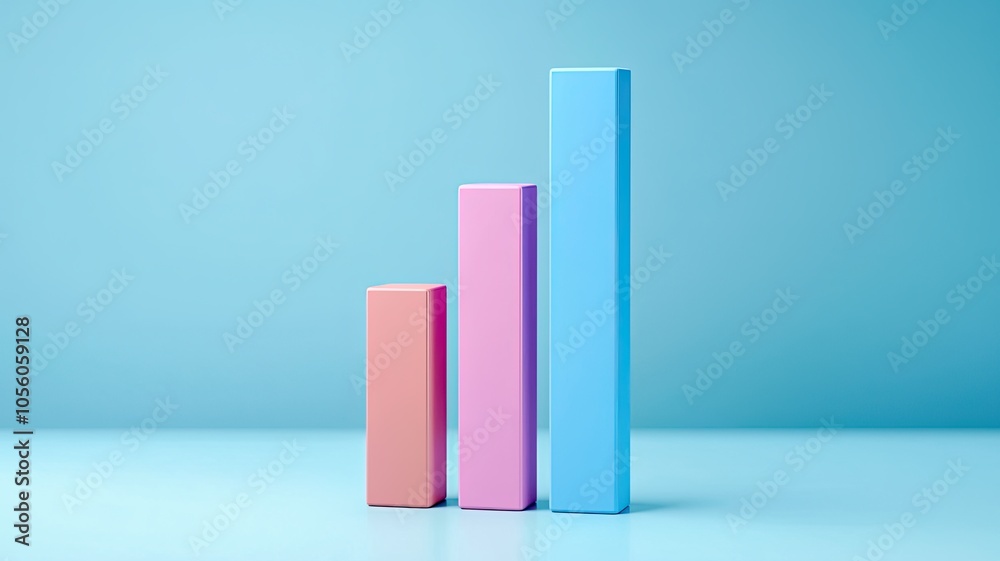 A minimalistic image featuring three ascending bar graphs in pink and blue against a light blue background, representing growth or progress. A minimalistic image featuring three ascending bar graphs in pink and blue against a light blue background, representing growth or progress.