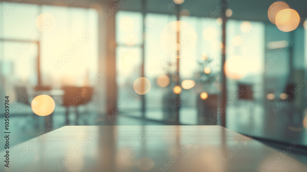 Beautiful blurred background of a light modern office interior with panoramic windows and beautiful lighting. Beautiful blurred background of a light modern office interior with panoramic windows and beautiful lighting.