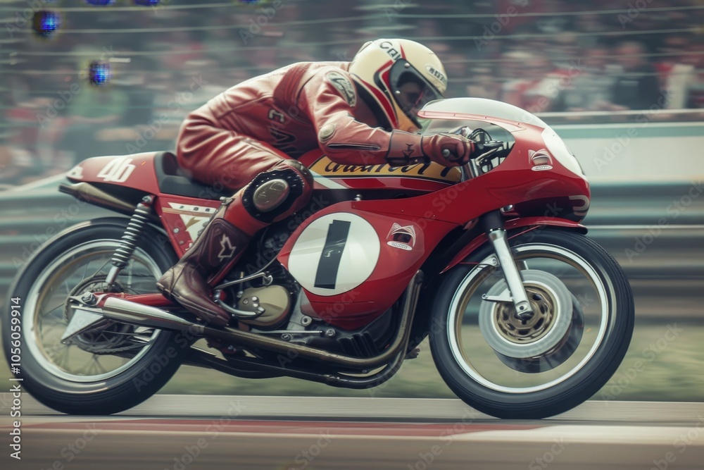 Fototapeta premium Dynamic motorcycle racing at the track captivating speed and motion blur highlights
