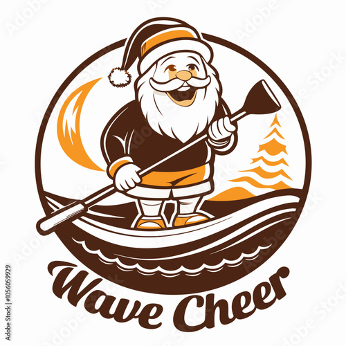 Santa Wave Cheer Paddleboarding with Holiday Spirit