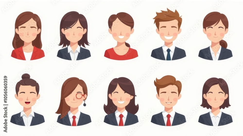 Group of icons showing people in business and professional scenarios on white background Group of icons showing people in business and professional scenarios on white background