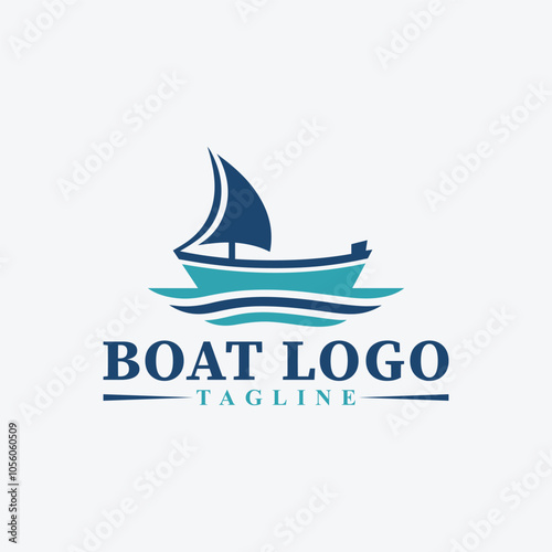 Sailing Serenity Boat Logo Vector Design