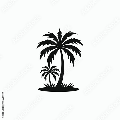 Tropical Palm Tree Vector Silhouette