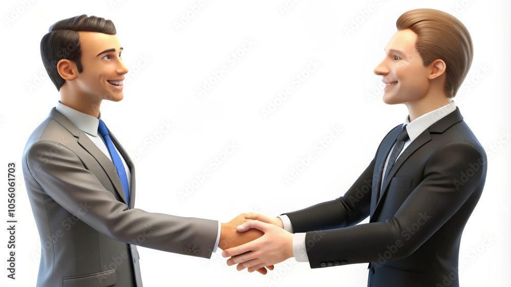 Two businessmen shaking hands, happy about closing a business deal or making an agreement Two businessmen shaking hands, happy about closing a business deal or making an agreement
