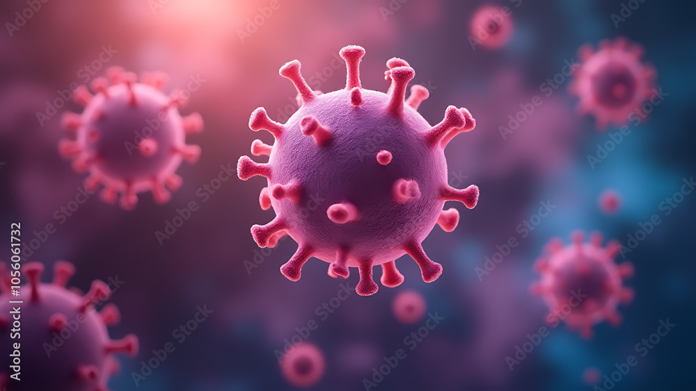 Vaccine cells in various shapes glow softly around an abstract, colorful background. Vaccine cells in various shapes glow softly around an abstract, colorful background.