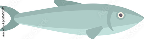 Simple and colorful vector illustration of a sardine swimming in the water