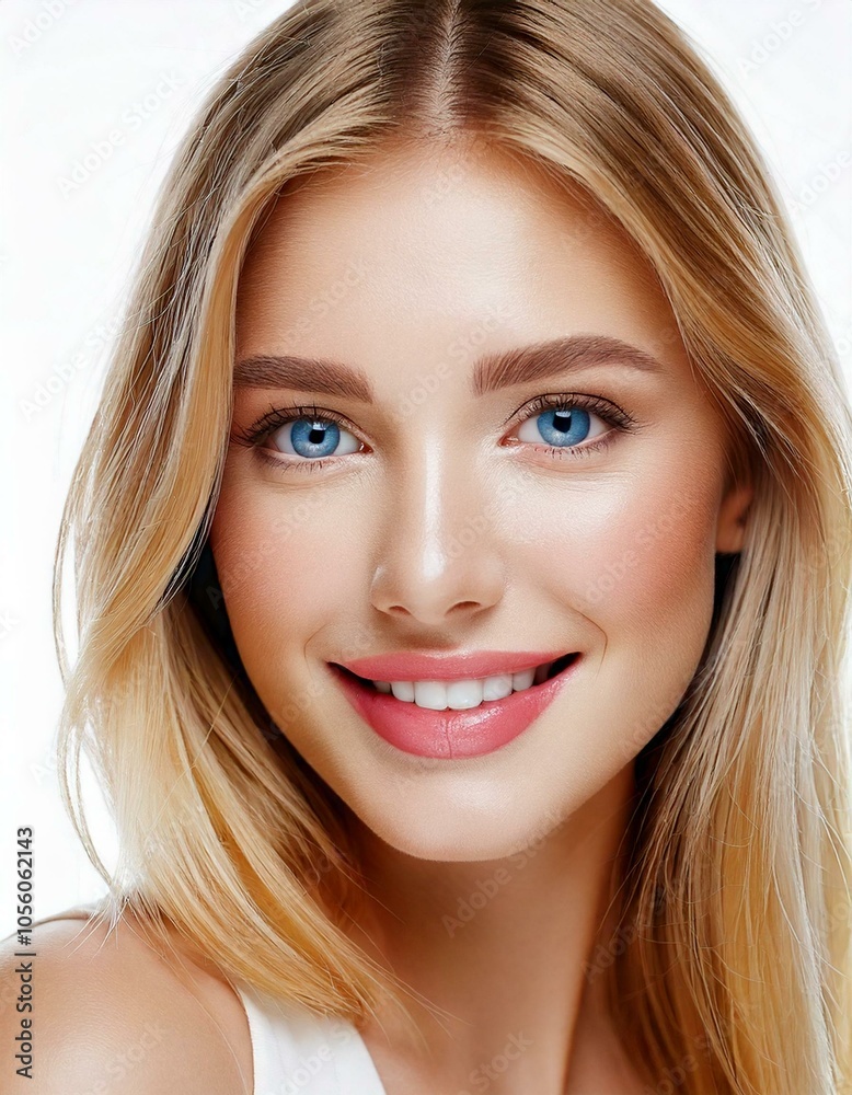 portrait of young woman with blonde hair and blue eyes portrait of young woman with blonde hair and blue eyes