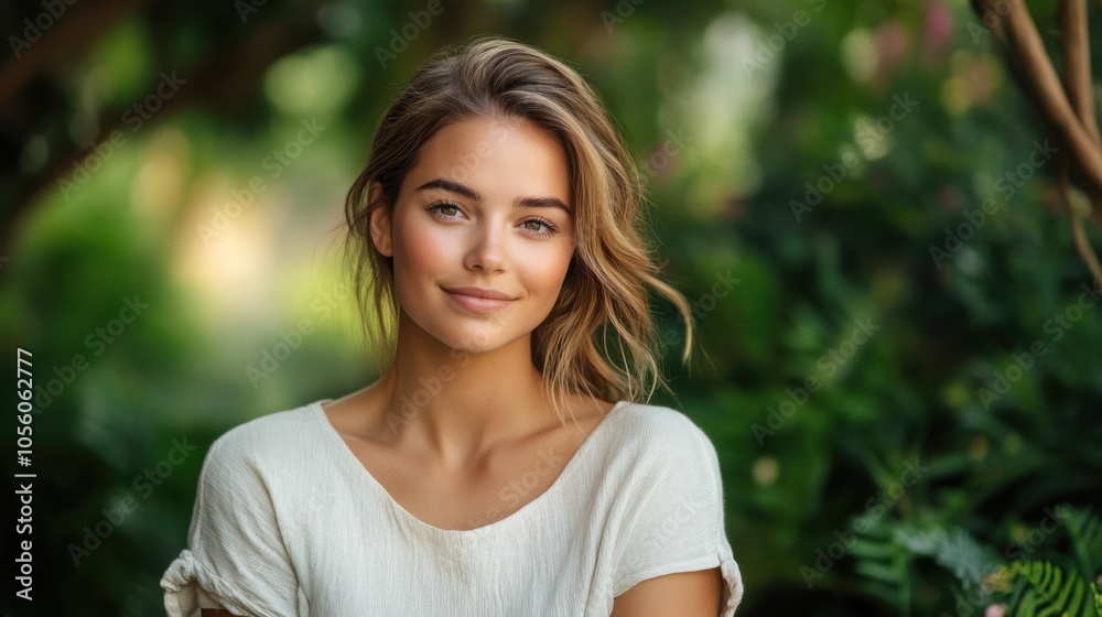 Serene Portrait of a Beautiful Woman in Nature Serene Portrait of a Beautiful Woman in Nature