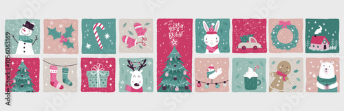 Lovely christmas seamless pattern, cute characters and decoration, great for wrapping paper, textiles, banners, wallpapers - vector design