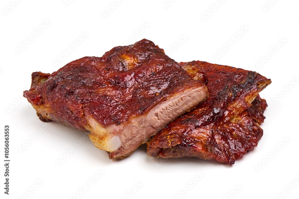 Grilled pork ribs, isolated on white background. Grilled pork ribs, isolated on white background.