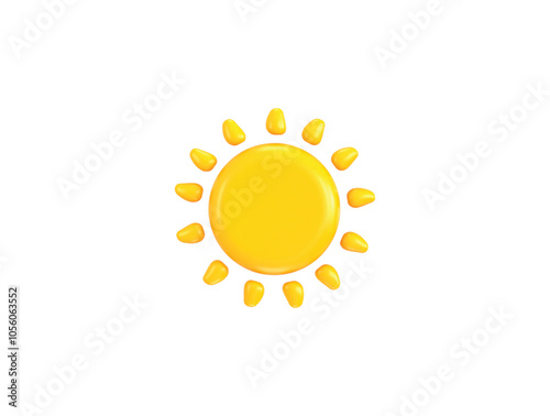 Yellow sun icon 3d render vector illustration