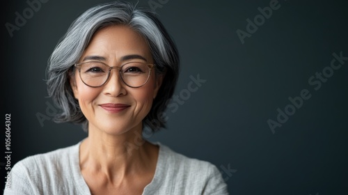 Joyful Asian Woman Embracing Retirement Life