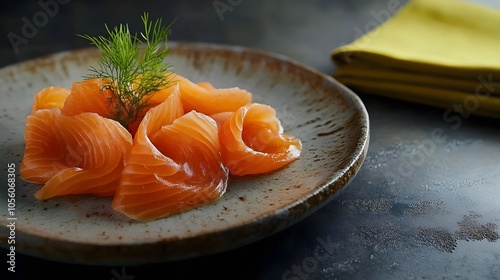 Wędzony Łosoś Smoked Salmon with Dill Garnish (Polish Cuisine)