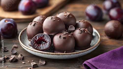 Śliwki w Czekoladzie Plums in Chocolate with Dark Chocolate Shavings (Polish Cuisine)