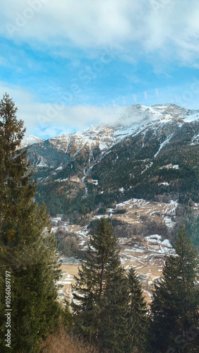 landscape with snow mountains