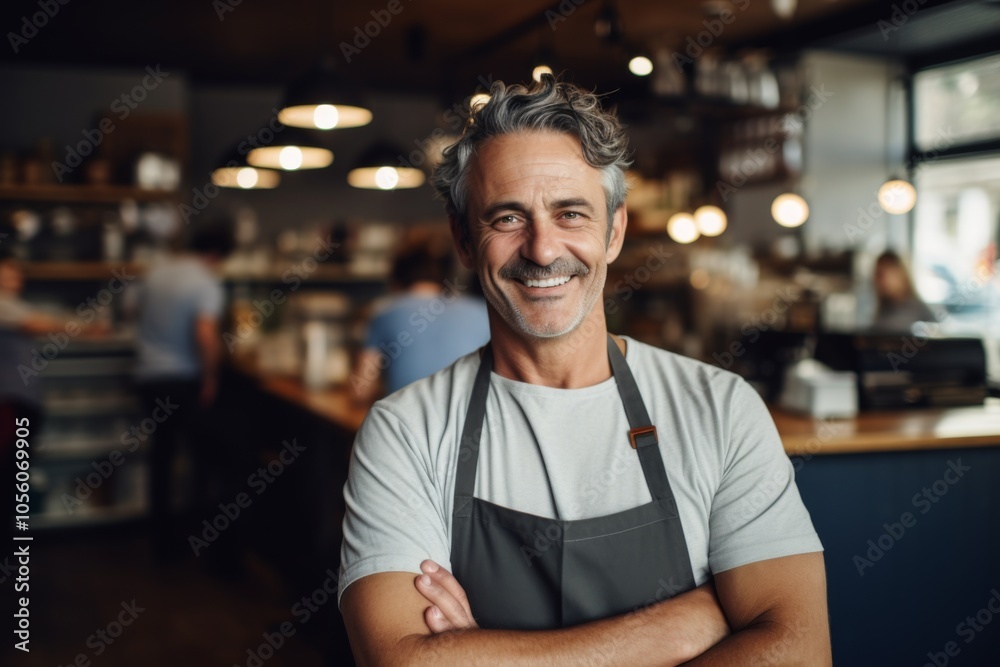 Smiling portrait of a middle aged Caucasian small business owner Smiling portrait of a middle aged Caucasian small business owner