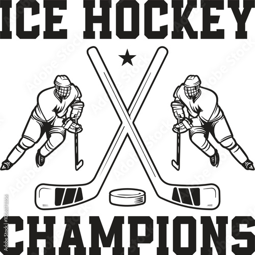 Ice Hockey Champions Hockey Player Illustration On A White Background