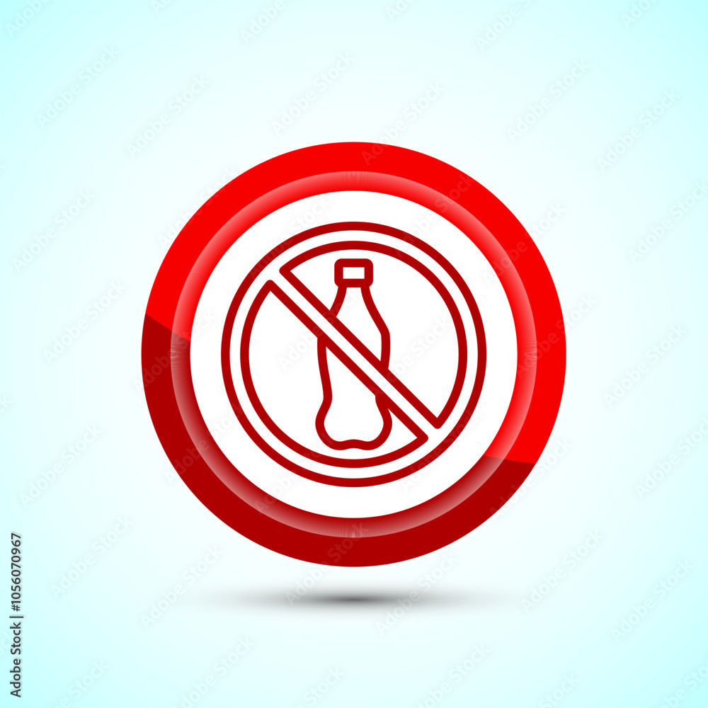 Plastic free icon design illustration, No plastic product sign,Red Color Button Design Plastic free icon design illustration, No plastic product sign,Red Color Button Design