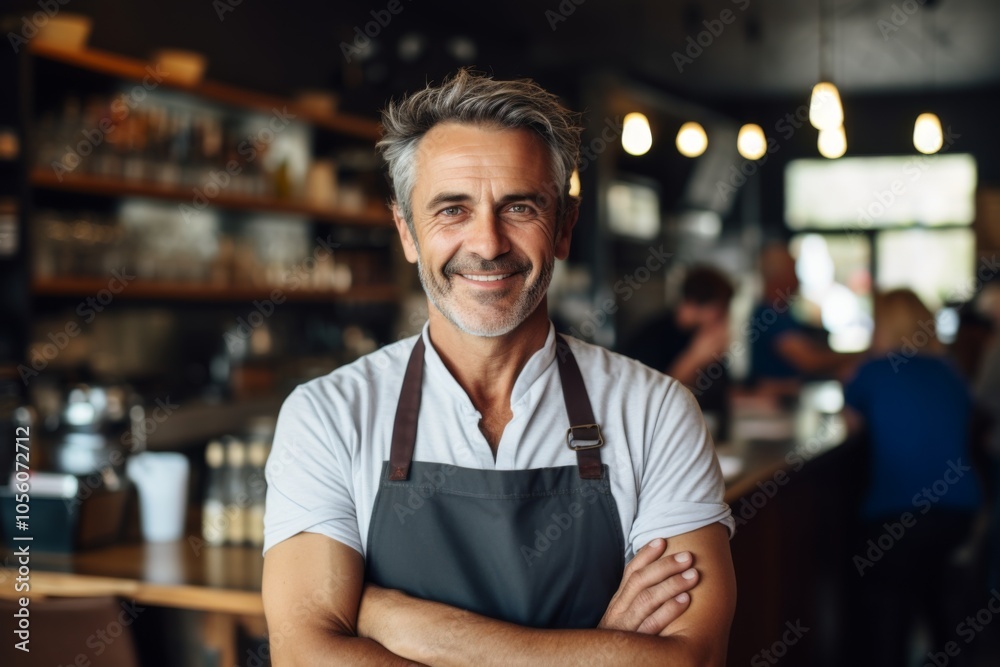 Smiling portrait of a middle aged Caucasian small business owner Smiling portrait of a middle aged Caucasian small business owner