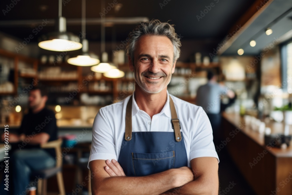 Smiling portrait of a middle aged Caucasian small business owner Smiling portrait of a middle aged Caucasian small business owner