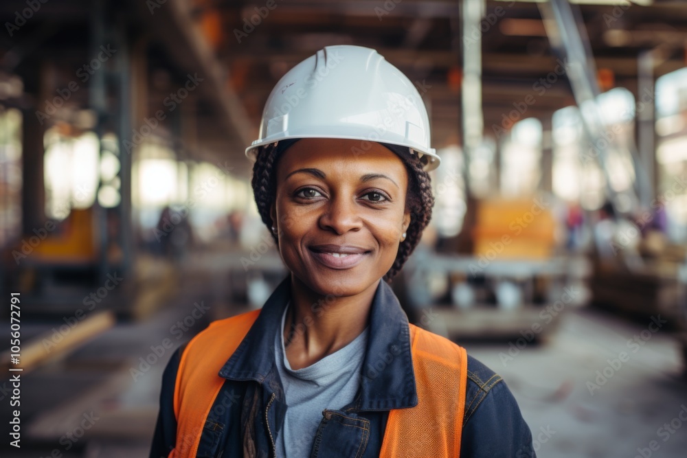 Smiling portrait of a middle aged businesswoman on construction site Smiling portrait of a middle aged businesswoman on construction site