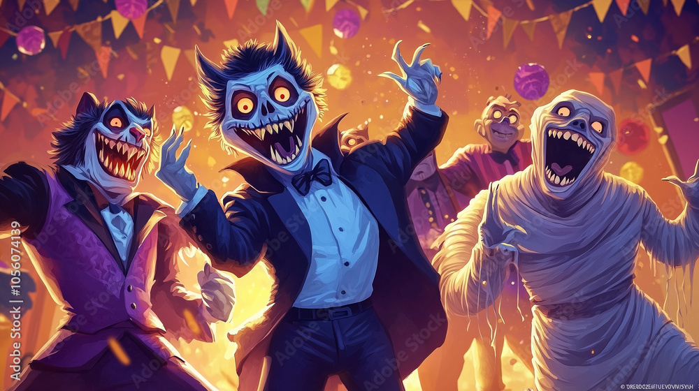 A group of classic Halloween monsters A group of classic Halloween monsters