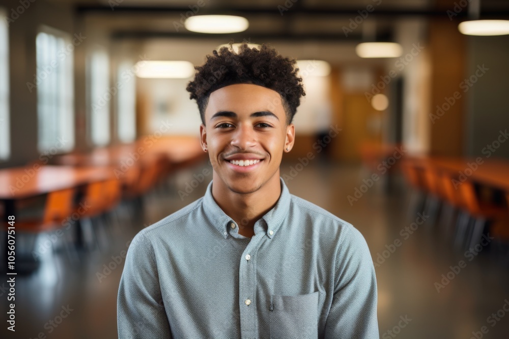 Fototapeta premium Smiling portrait of a young male student