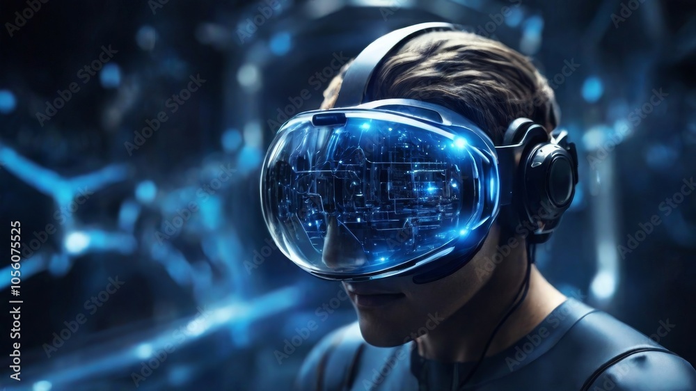 AI virtual reality imagination of future planet, High tech Innovation, Blue circuit, Digital Interface, Artificial Intelligence AI virtual reality imagination of future planet, High tech Innovation, Blue circuit, Digital Interface, Artificial Intelligence