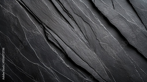 Stunning Rugged Slate Stone Wall Image: Perfect for Sports Interior Decor, Showcasing Layered Slabs, Sharp Edges, and Dramatic Charcoal Tones for an Invigorating Atmosphere
