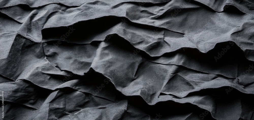 Obraz premium Black satin cloth with soft folds and highlights, luxurious texture, moody elegance in textile design
