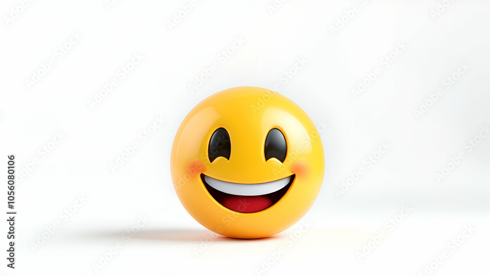 Fototapeta premium 3D Rendered Yellow Smiley Emoji with Open Mouth