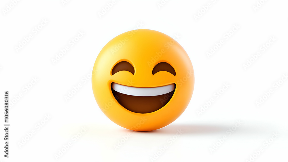Smiling Yellow Emoji with Big Grin and Closed Eyes Rendered in 3D Smiling Yellow Emoji with Big Grin and Closed Eyes Rendered in 3D