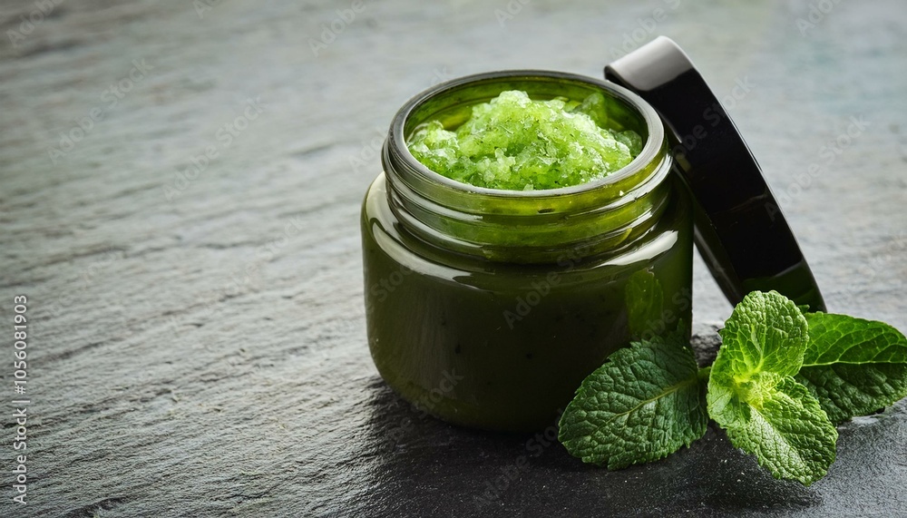 Green mint scrub in a jar Green mint scrub in a jar