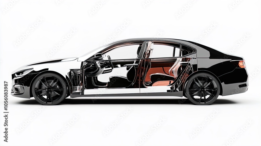 Stunning Modern Sedan with Transparent Design Showcasing Intricate Interiors and Stylish Seating - Perfect Poster for Sports Interiors or Contemporary Spaces Stunning Modern Sedan with Transparent Design Showcasing Intricate Interiors and Stylish Seating - Perfect Poster for Sports Interiors or Contemporary Spaces