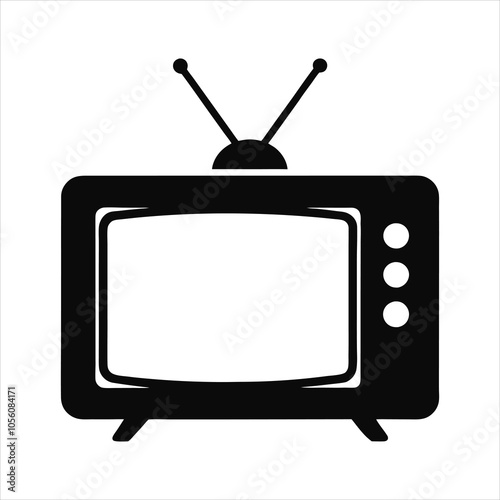  A vintage television silhouette vector illustration on white background.