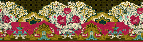 Obraz na płótnie seamless beautiful wallpaper cards border design floral leaf vintage ornament Victorian geometric ethnic print paisley w salonie