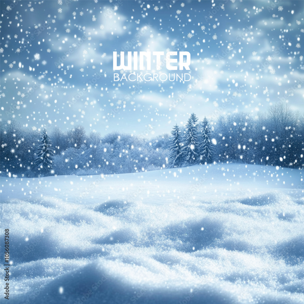Winter landscape background with Christmas tree Winter landscape background with Christmas tree