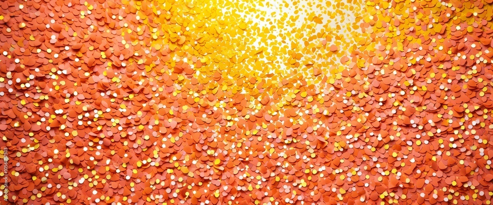 Vibrant autumn heart confetti background in warm orange and yellow tones Vibrant autumn heart confetti background in warm orange and yellow tones