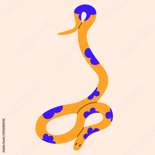 Snake isolated.Hand drawn colored snake.Chinese new year symbol.Year of the snake illustration for greeting card, sticker, background. Hand drawn trendy Vector illustration EPS10