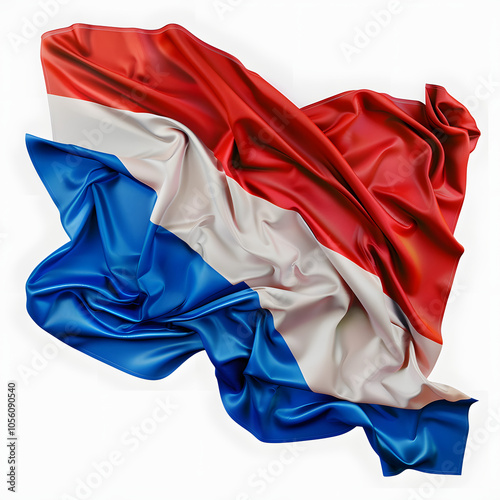 the national flag of the czech republic on a fabric basis in close-up highlighted by white, png