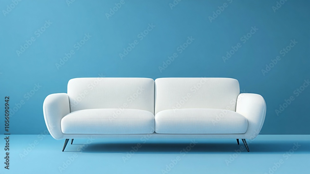 Modern white sofa isolated on blue background Modern white sofa isolated on blue background