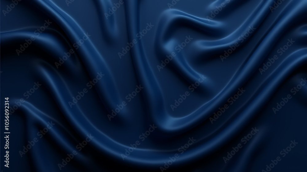 Navy silk with abstract dark blue background and soft wavy folds provides elegant space for design elements. Navy silk with abstract dark blue background and soft wavy folds provides elegant space for design elements.
